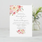 Invitation Dîner de répétition floral vert clair et gris (Debout devant)