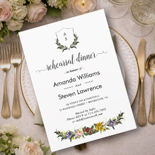 Invitation Dîner de répétition floral vintage fantaisiste chi