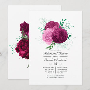 Invitation Dîner de répétition floral Viva Magenta