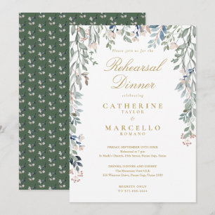 Invitation Dîner de répétition Floral Wildflowers Or