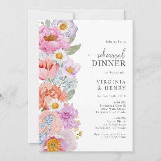 Invitation Dîner de répétition florale (Devant)