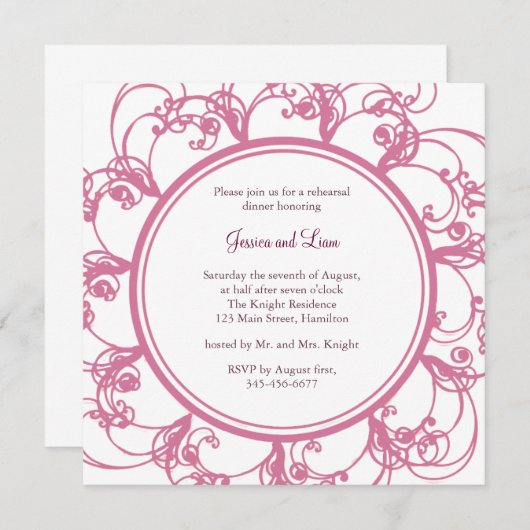 Invitation Dîner de répétition florale (Devant / Derrière)