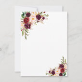 Invitation Dîner de répétition florale Bleu Bourgogne de Char (Dos)