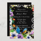 Invitation Dîner De Répétition Florale Bleu Et Botanique (Devant / Derrière)