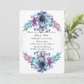 Invitation Dîner De Répétition Florale Bleu Et Violet (Debout devant)