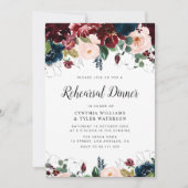 Invitation Dîner de répétition florale bleu marine bordeaux (Devant)