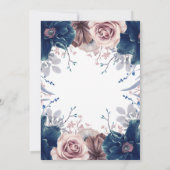 Invitation Dîner de répétition florale bleu marine et mauve (Dos)