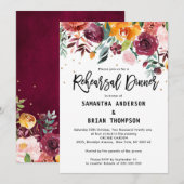 Invitation Dîner de répétition Florale Burgundy d'automne (Devant / Derrière)