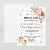 Invitation Dîner de répétition florale Burgundy Marsala (Devant / Derrière)