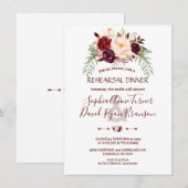 Invitation Dîner de répétition florale Burgundy Marsala (Devant / Derrière)