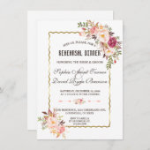 Invitation Dîner de répétition florale Burgundy Marsala (Devant / Derrière)