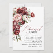 Invitation Dîner de répétition florale Burgundy moderne (Devant)