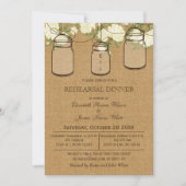 Invitation Dîner de répétition florale Burlap Mason Jar (Devant)
