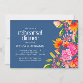 Invitation Dîner de répétition florale Chic Blue Rose (Devant)