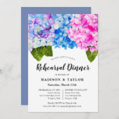 Invitation Dîner de répétition florale couleur bleu rose chic (Devant / Derrière)