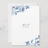 Invitation Dîner de répétition florale d'aquarelle bleue Invi (Dos)