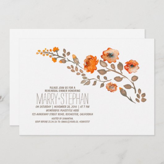 Invitation dîner de répétition florale d'automne (Devant / Derrière)