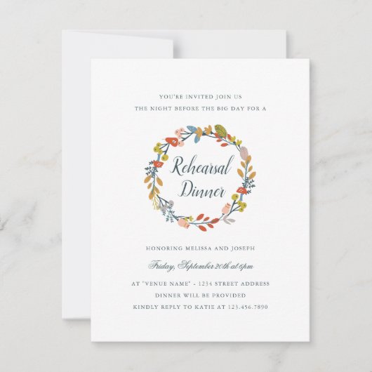 Invitation Dîner de répétition florale d'automne (Devant)