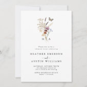 Invitation Dîner de répétition florale de Boho monogramme (Devant)