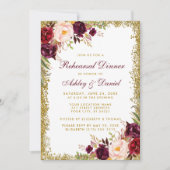 Invitation Dîner de répétition florale de Bourgogne Parties s (Devant)