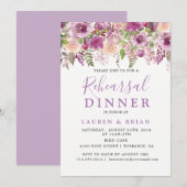 Invitation Dîner de répétition florale de lavande violette In (Devant / Derrière)