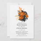 Invitation Dîner de répétition florale de Shabby noir et oran (Devant)