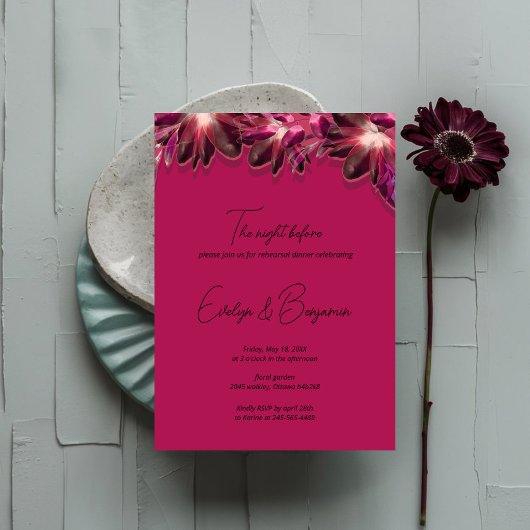 Invitation Dîner de répétition florale élégant