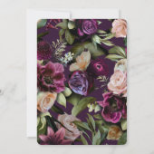 Invitation Dîner de répétition florale élégant, mauve et fonc (Dos)