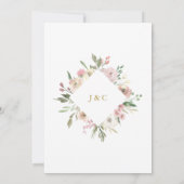 Invitation Dîner de répétition florale en or rose vif élégant (Dos)