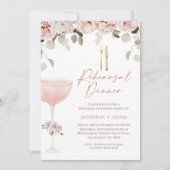 Invitation Dîner De Répétition Florale Et Verre (Devant)