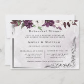 Invitation Dîner de répétition florale géométrique en argent (Devant)