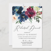 Invitation Dîner de répétition florale Marine, Bourgogne et B (Devant)