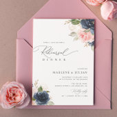 Invitation dîner de répétition florale marine et broussailleu