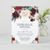 Invitation Dîner de répétition florale Marsala Burgundy Red B (Debout devant)