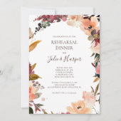 Invitation Dîner de répétition florale Orange Bourgogne Invit (Devant)