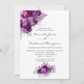 Invitation Dîner de répétition florale Plum and Navy (Devant)