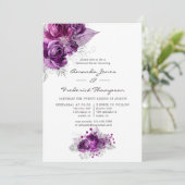 Invitation Dîner de répétition florale Plum and Navy (Debout devant)