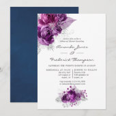 Invitation Dîner de répétition florale Plum and Navy (Devant / Derrière)