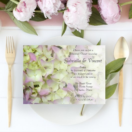 Invitation Dîner De Répétition Florale Presque Rose Hydrangea