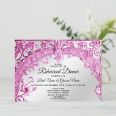 Invitation Dîner de répétition florale rose (Debout devant)