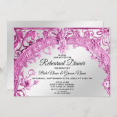 Invitation Dîner de répétition florale rose (Devant / Derrière)