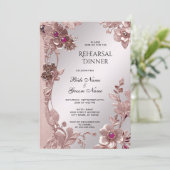 Invitation Dîner de répétition florale rose (Debout devant)