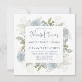 Invitation Dîner de répétition florale Rose bleu Dusty (Devant)