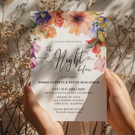 Invitation Dîner de répétition florale rose violet Peach