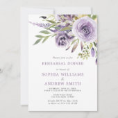 Invitation Dîner de répétition florale Rose violette (Devant)