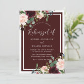 Invitation Dîner de répétition florale rouge et blush de Bour (Debout devant)