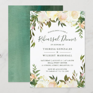 Invitation Dîner de répétition Florale Rustique Verdure