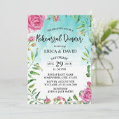 Invitation Dîner de répétition florale turquoise (Debout devant)