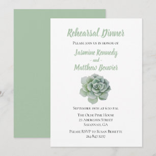 Invitation Dîner de répétition florale Vert Cactus Succulent