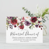 Invitation Dîner de répétition florale violet bordeaux rouge (Debout devant)